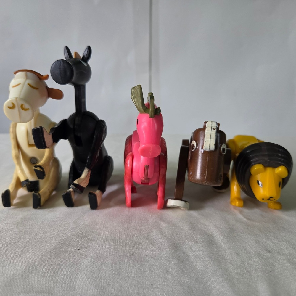 Vintage‎ Little People Farm Animal Lot Cow Horse Lion Seahorse Articulated Toys